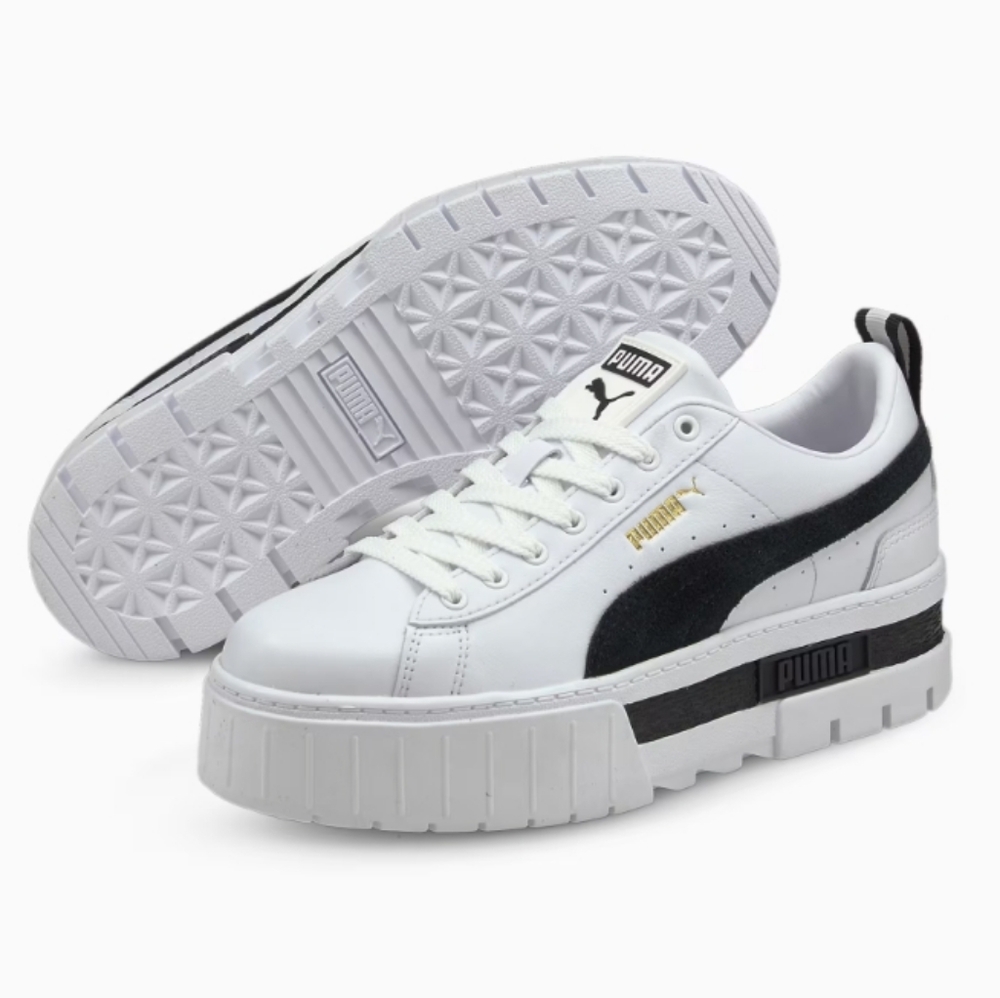 PUMA Women's White and Black Sneakers
